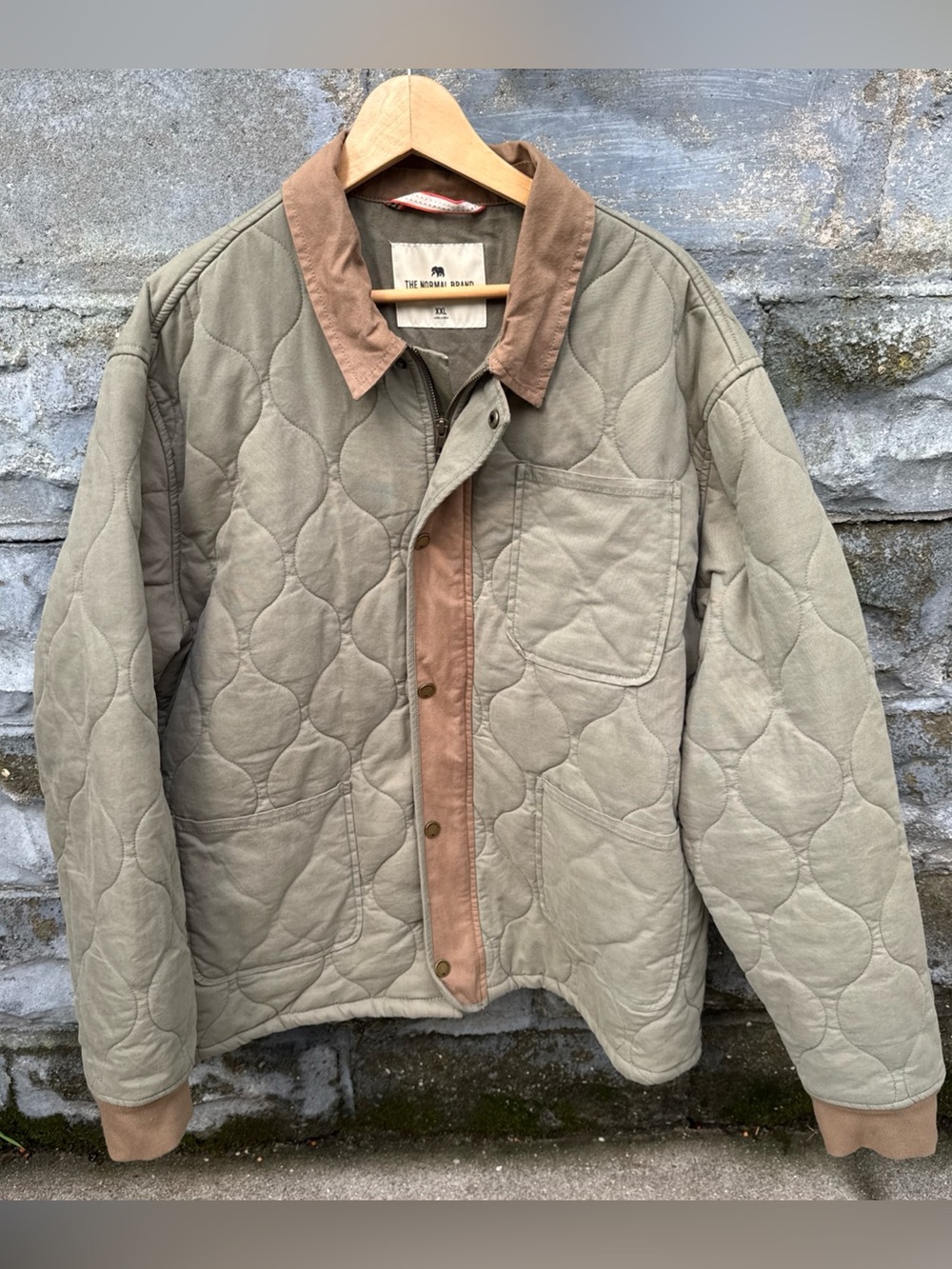 The Normal Brand Quilted Jacket Mens XXL Green Full Zip Insulated Chore Fall